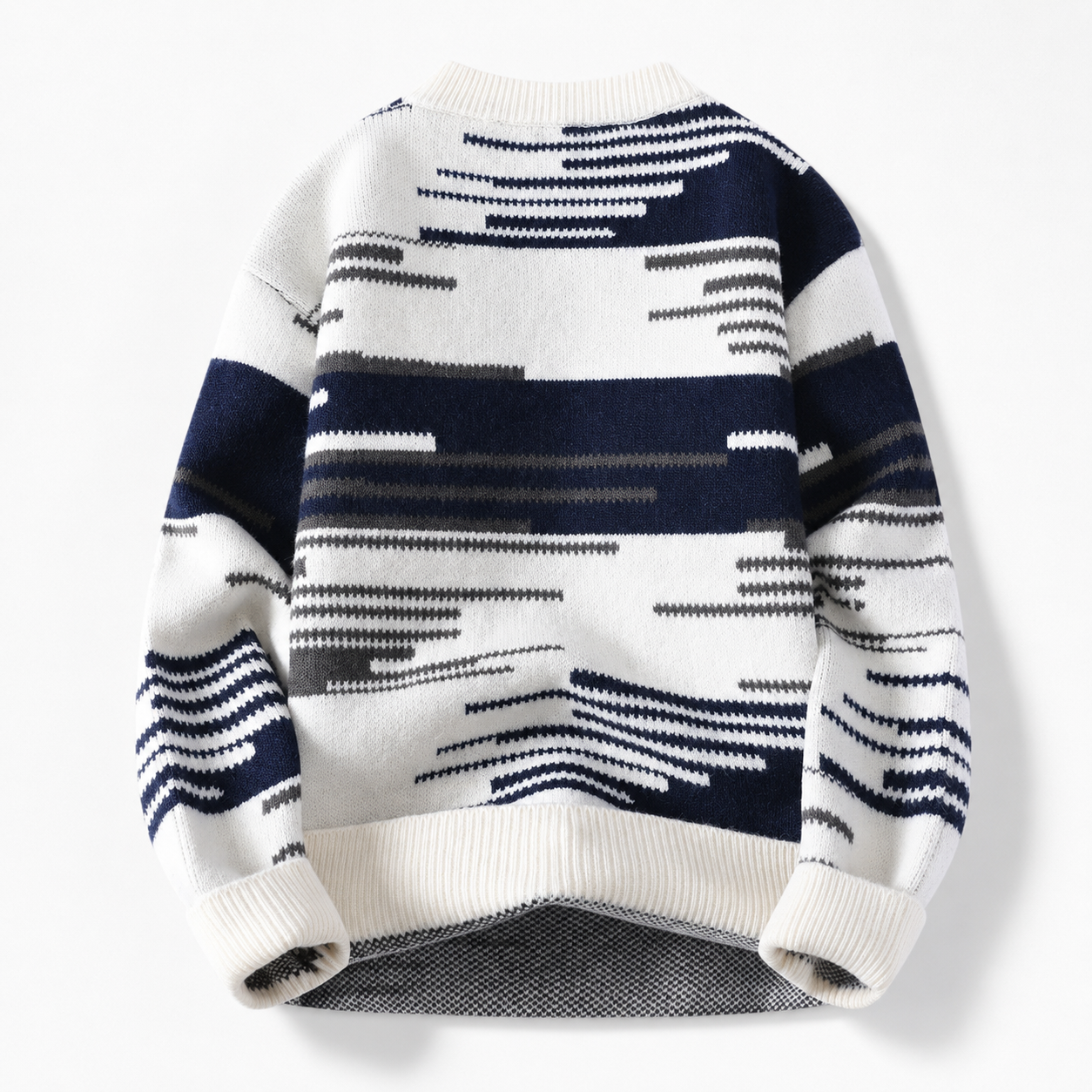 Mason Abstract Stripe Knit Crewneck Sweater