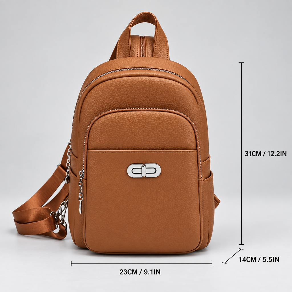 Genevieve Pebbled Everyday Backpack with Front Pocket