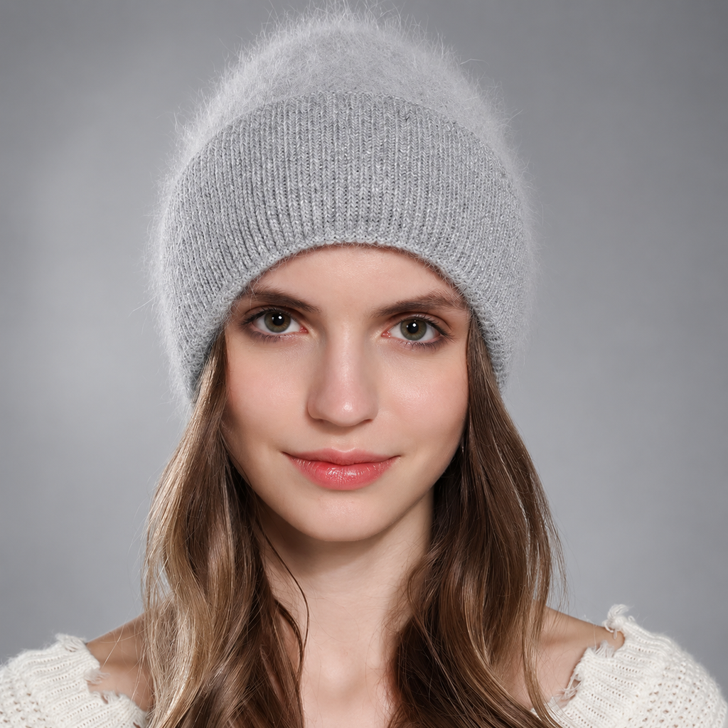 Fiona Women’s Fuzzy Knit Beanie – Soft Ribbed Winter Hat