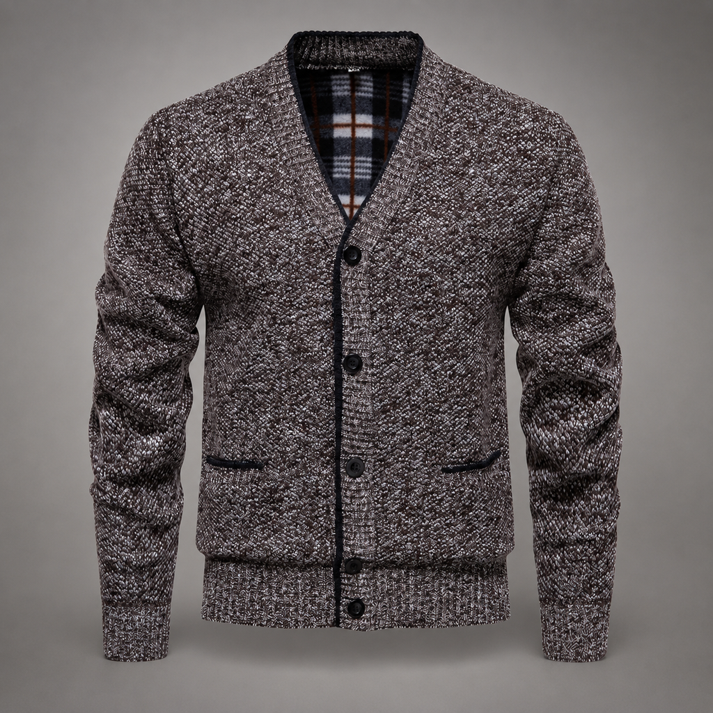 Lorenzo Textured Knit Cardigan – Button-Front V-Neck Sweater