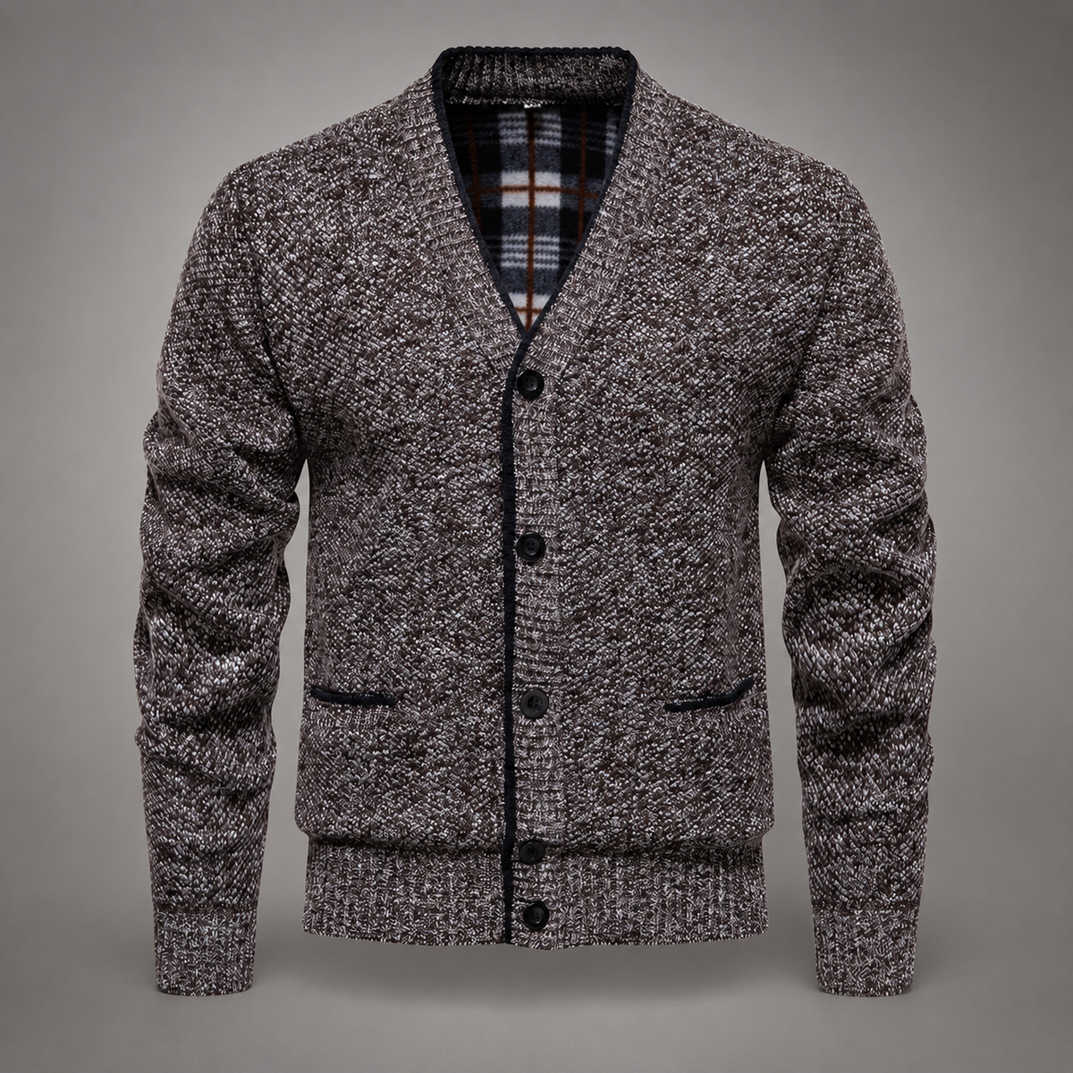 Lorenzo Textured Knit Cardigan – Button-Front V-Neck Sweater