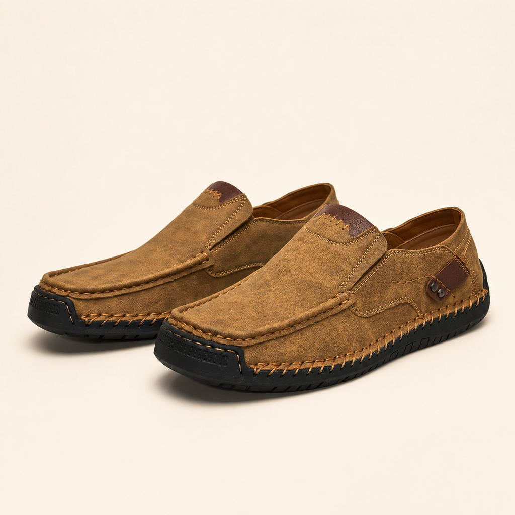 Thomas Casual Slip-On Loafers with Hand-Stitched Detail and Flexible Sole