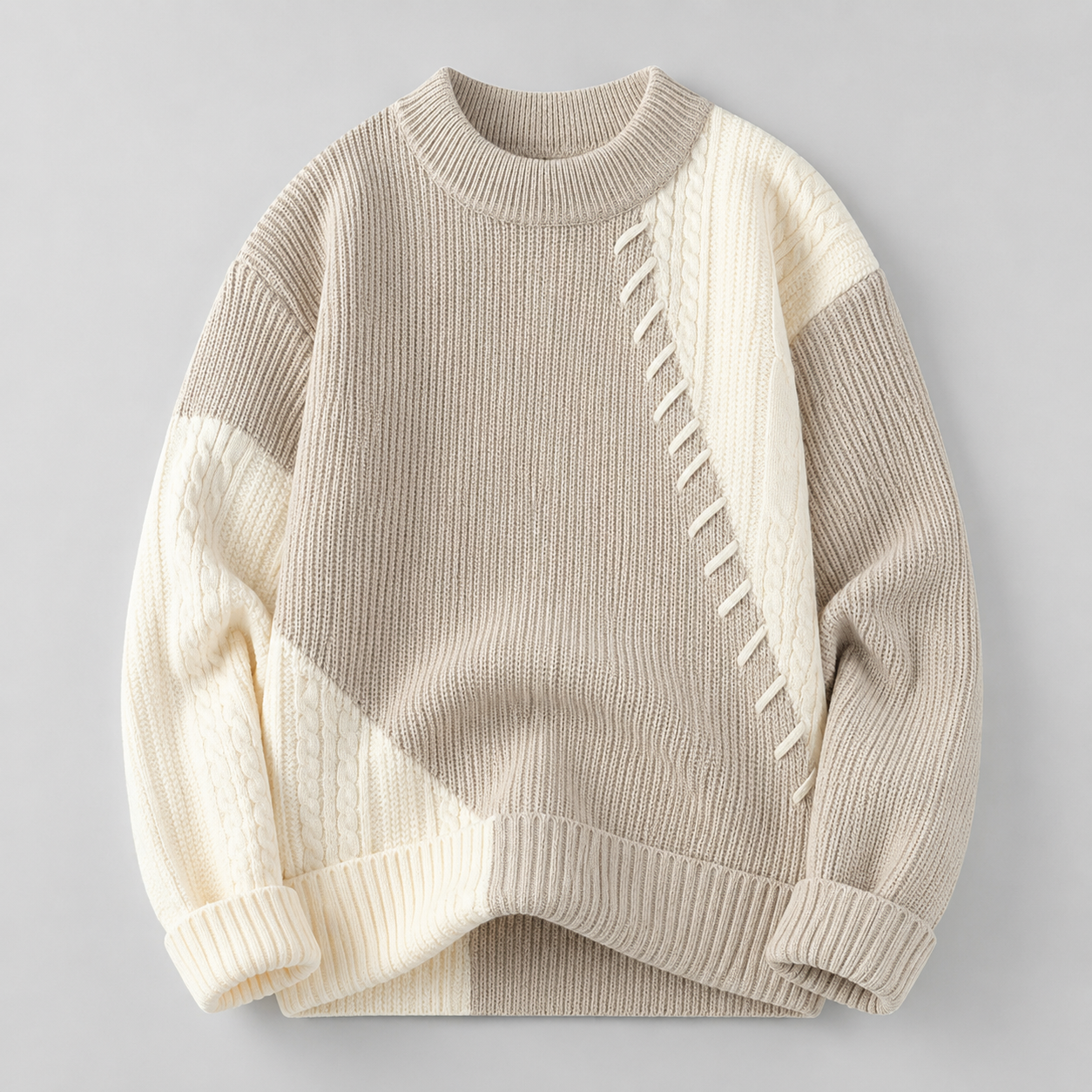 Dorian Asymmetric Color-Block Knit Sweater