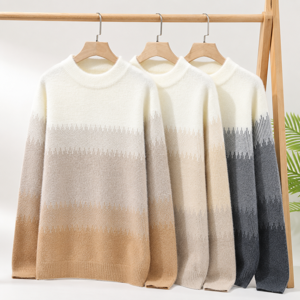 Louis Gradient Mock-Neck Knit Sweater