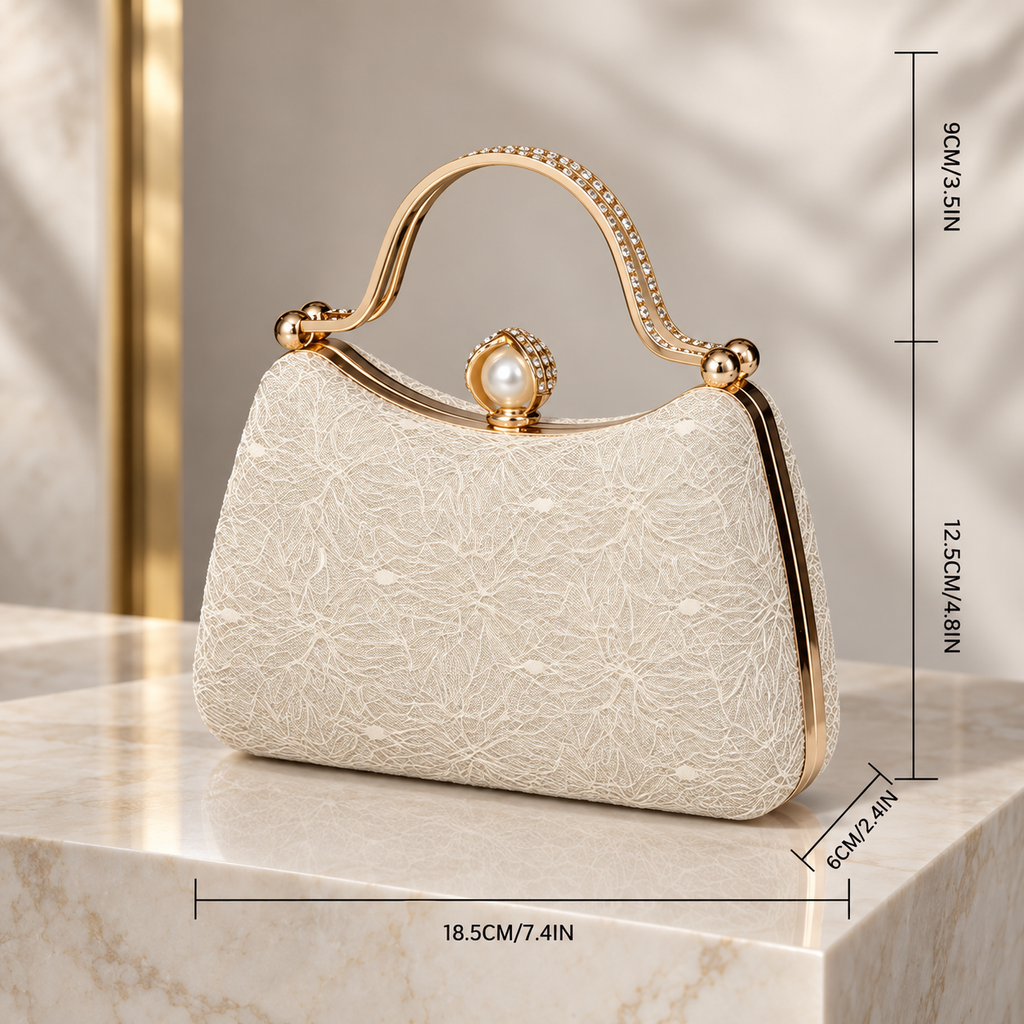Beatrice Pearl-Clasp Evening Handbag with Top Handle