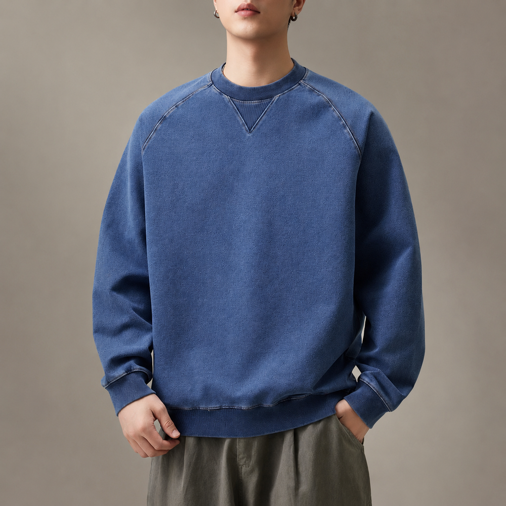 Nico Men’s Washed Knitted Denim Sweatshirt