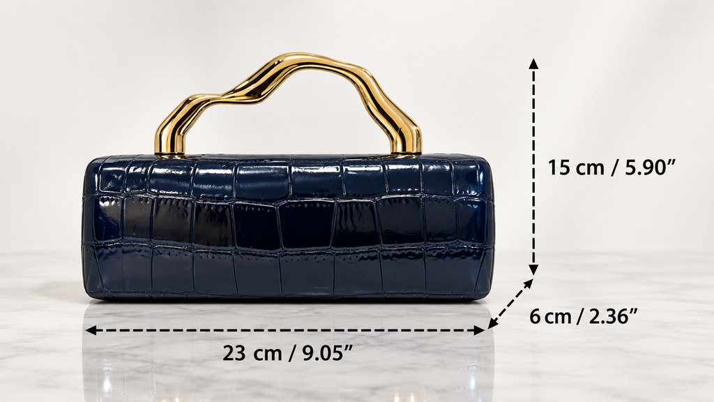 Francesca Croc-Embossed Evening Handbag with Sculptural Gold-Tone Handle