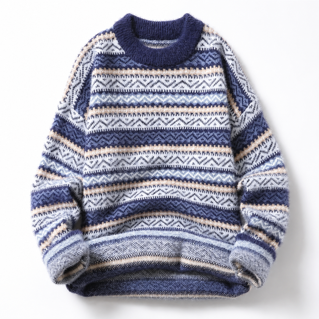 Sebastian Geometric Pattern Crewneck Sweater