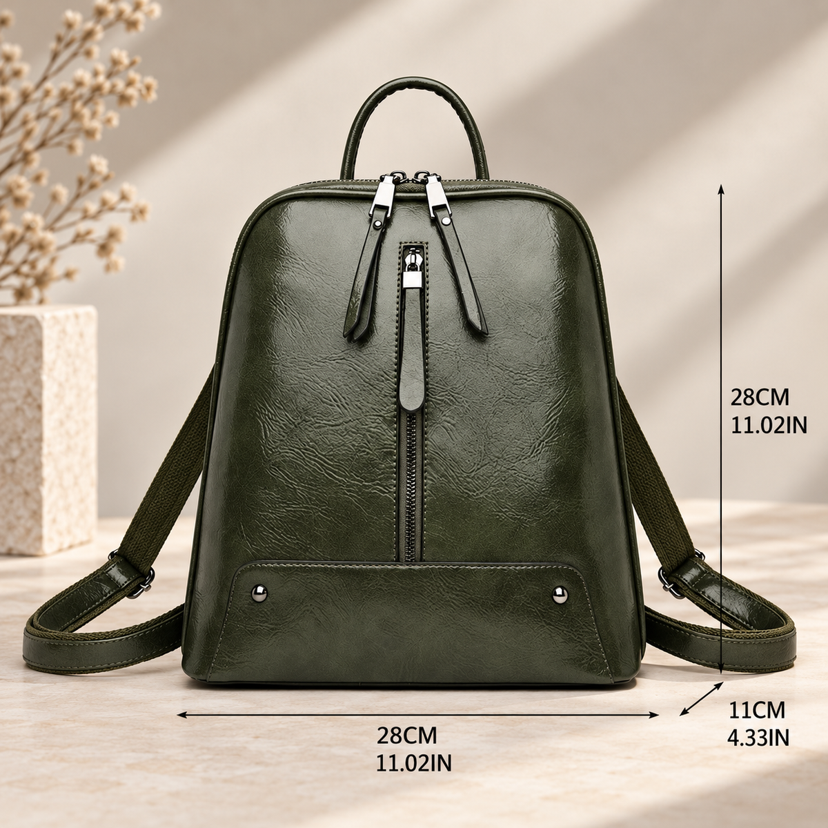 Veronica Convertible Backpack Purse with Top Handle and Multi-Zip Compartments