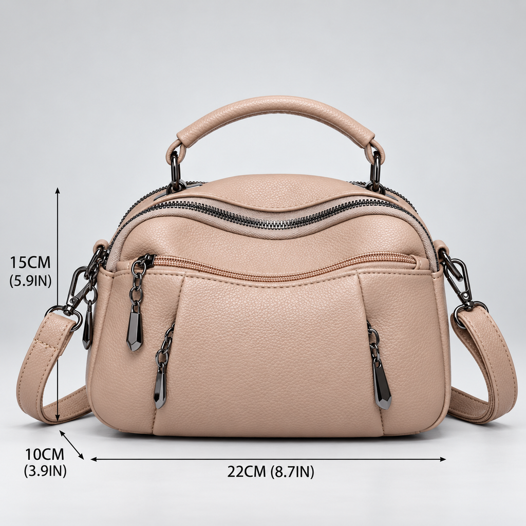 Lucienne Women’s Multi-Pocket Crossbody Handbag – Textured Top Handle Shoulder Bag