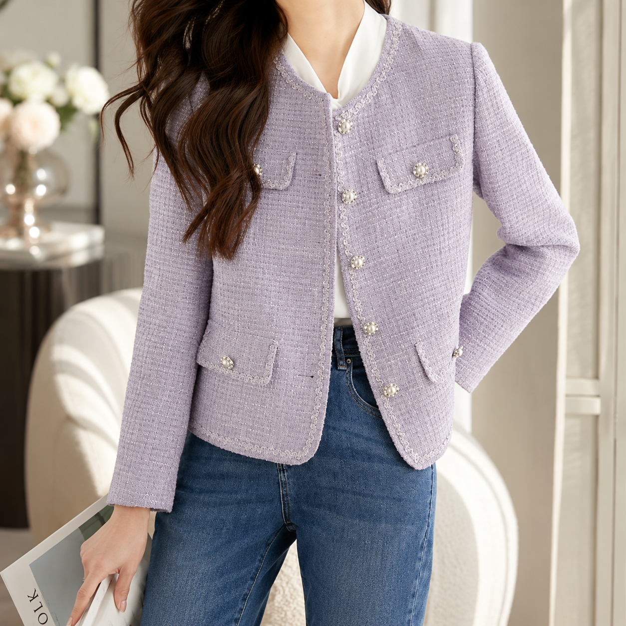 Margaux Women’s Textured Tweed Jacket