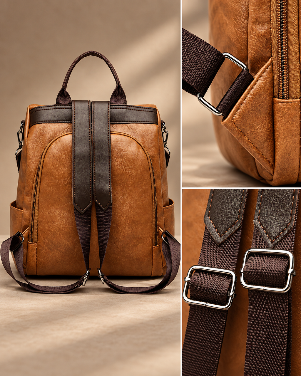 Alessandro Convertible Backpack Purse – Multi-Way Shoulder Bag with Zipper Closure
