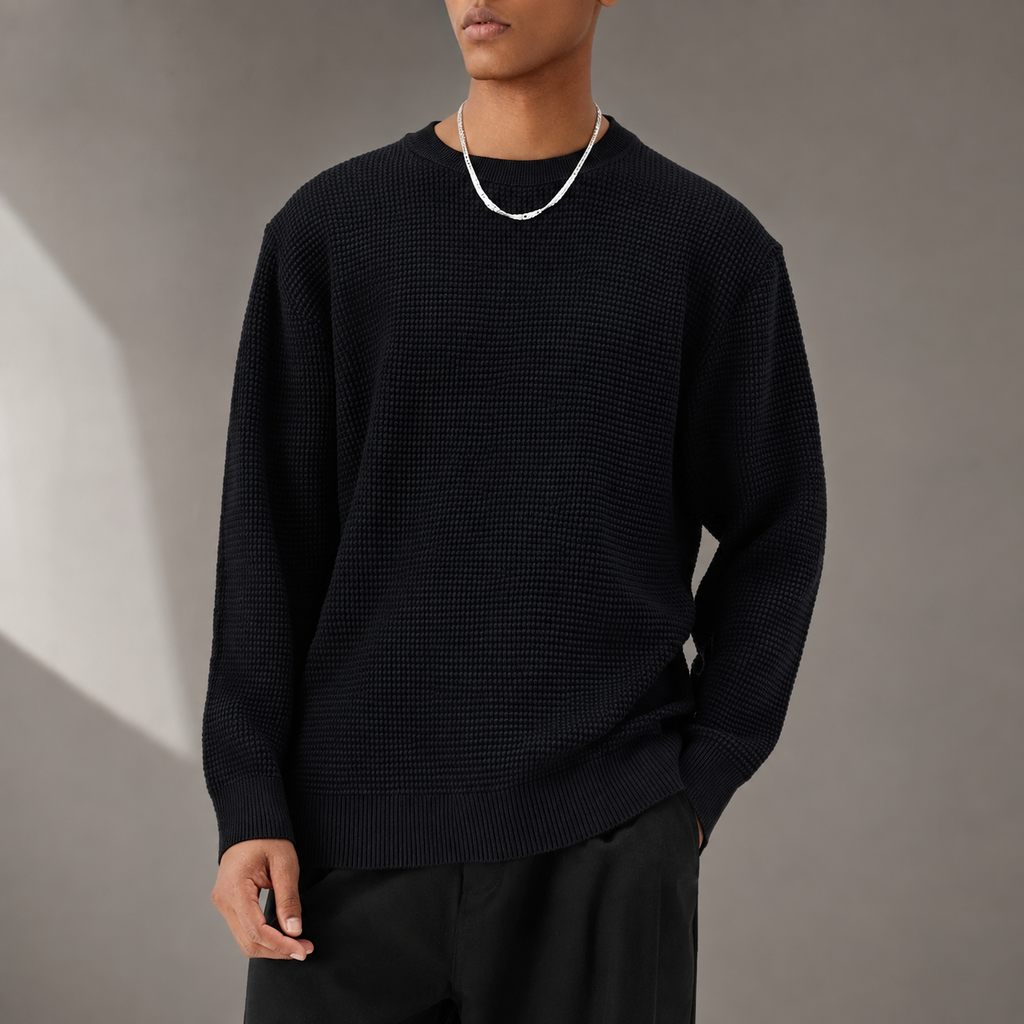 Adrian Men’s Textured Crew Neck Knit Sweater