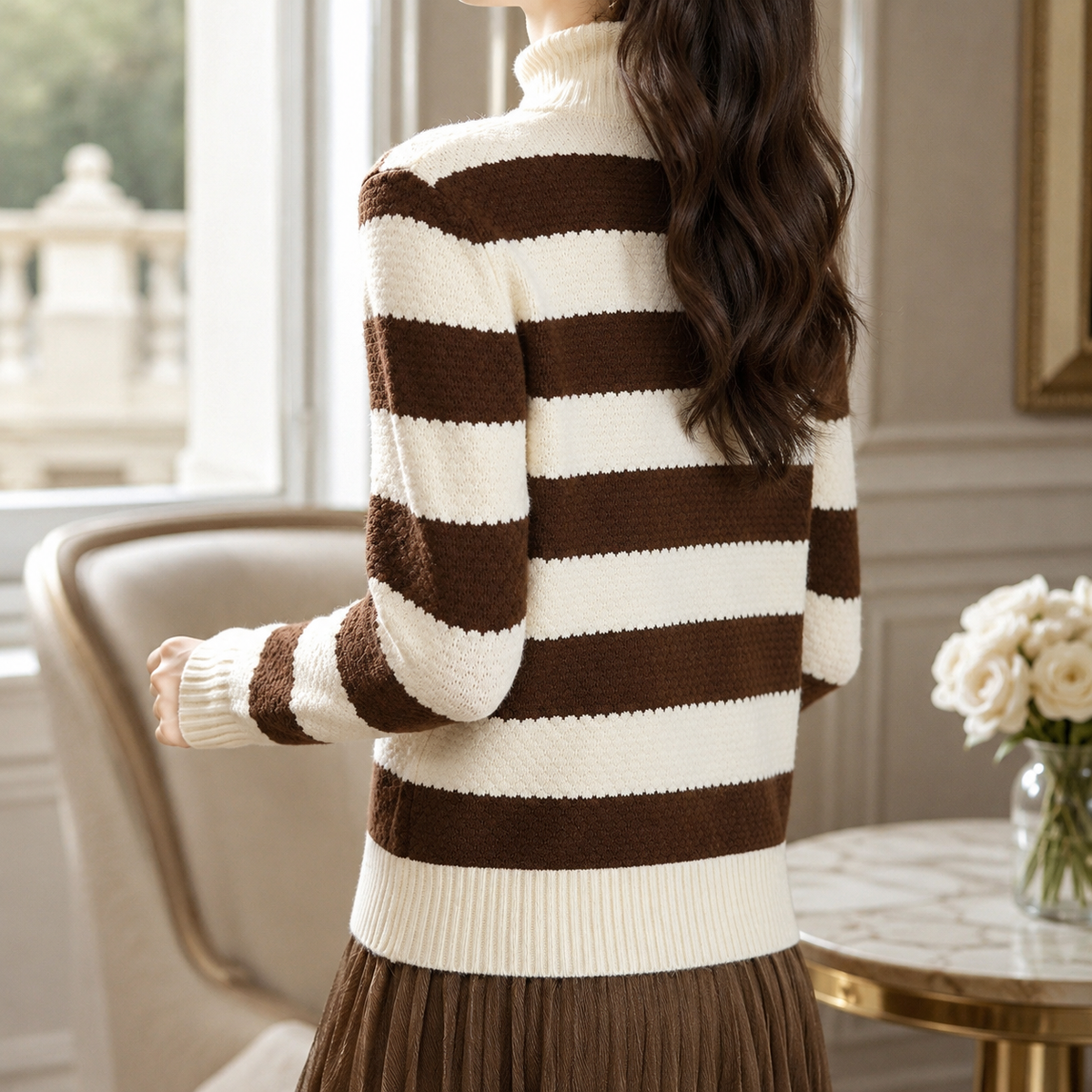 Kelsey Striped Quarter-Zip Sweater