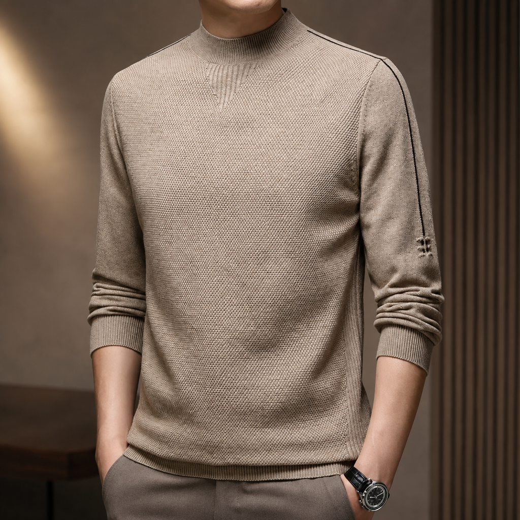 Luca Moretti Men’s Textured Mock-Neck Knit Sweater
