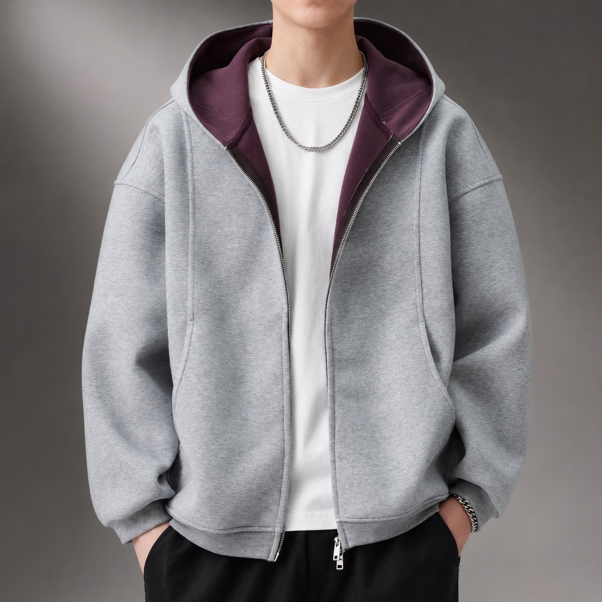 Bennett Men’s Full-Zip Hooded Jacket – Relaxed Casual Layer with Side Pockets