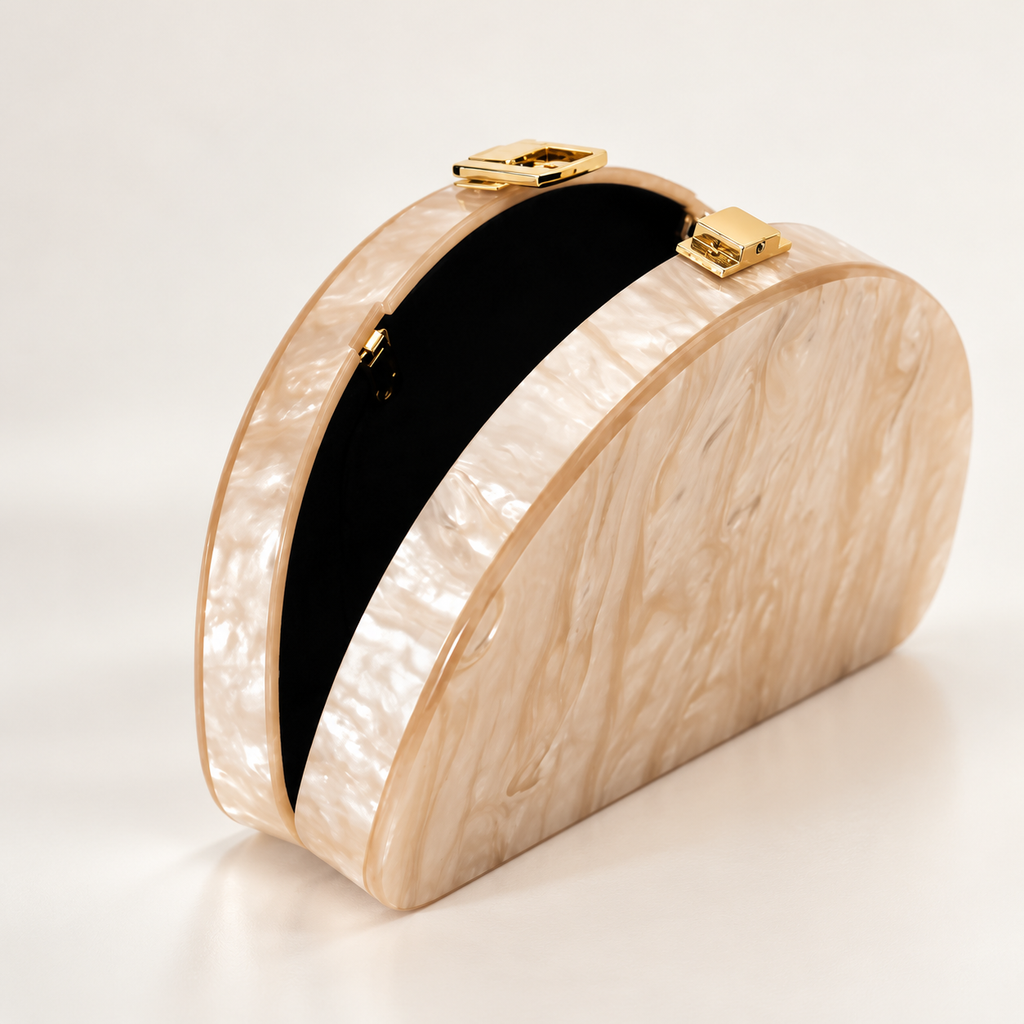 Isabella Pearl Acrylic Half-Moon Clutch Bag