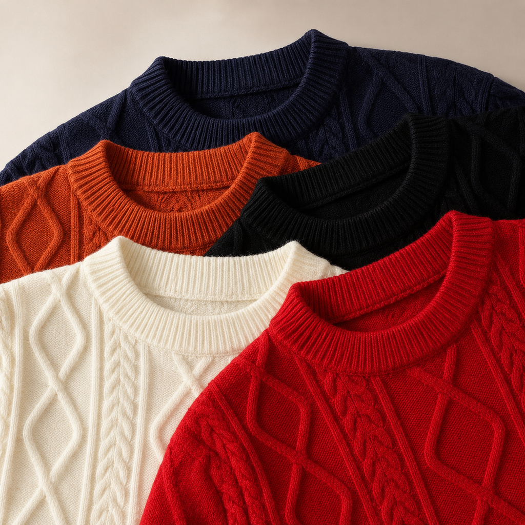 Rowan Cable-Knit Geometric Crewneck Sweater