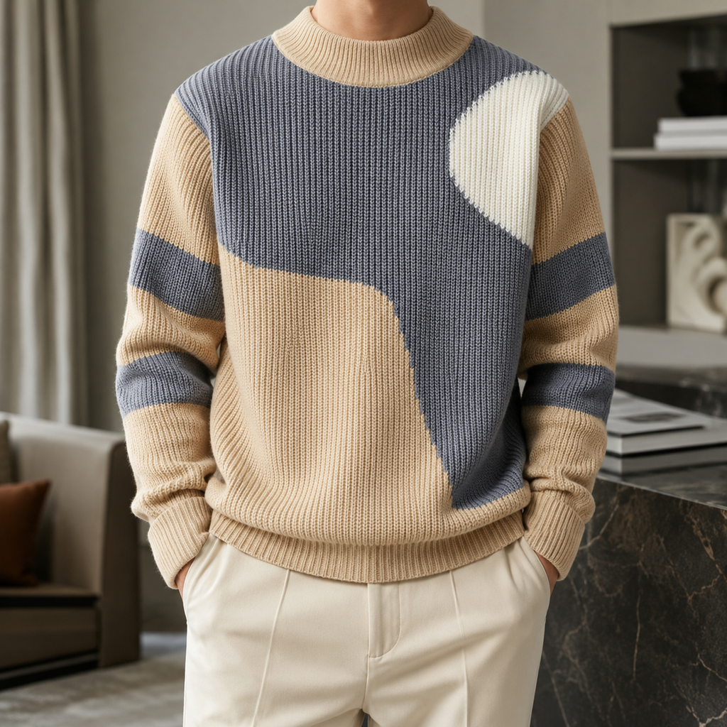 Wyatt Abstract Color-Block Knit Sweater