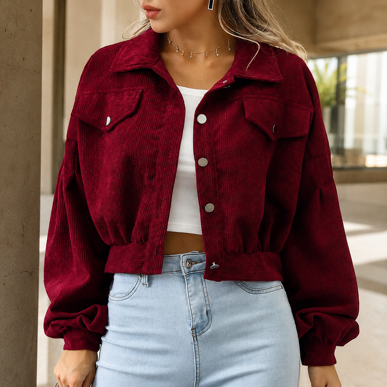 Reagan Cropped Corduroy Jacket