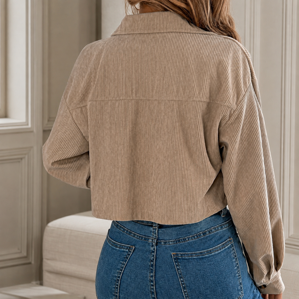 Madison Cropped Corduroy-Texture Jacket
