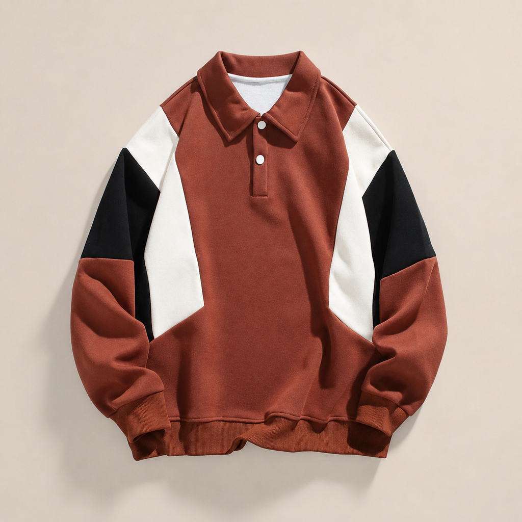 Arthur Color-Block Long Sleeve Polo Pullover