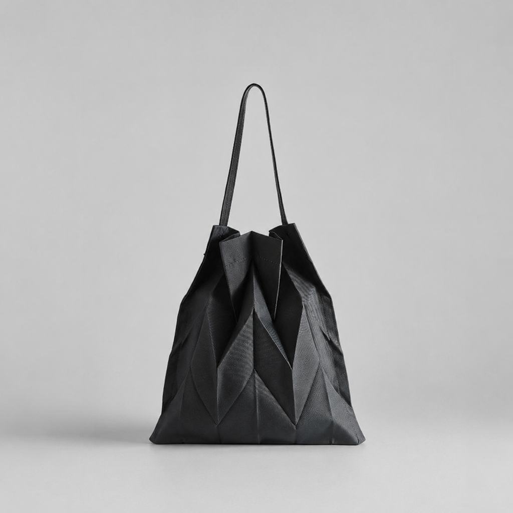 Harlow's Pleated Canvas Tote Bag with Structured Shoulder Strap