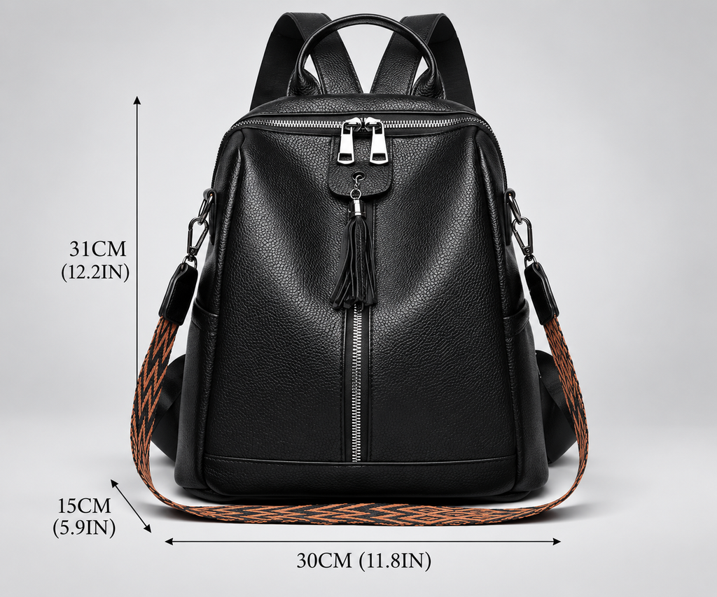 Beatrice Women’s Convertible Backpack Purse – Textured Shoulder Bag with Tassel Detail