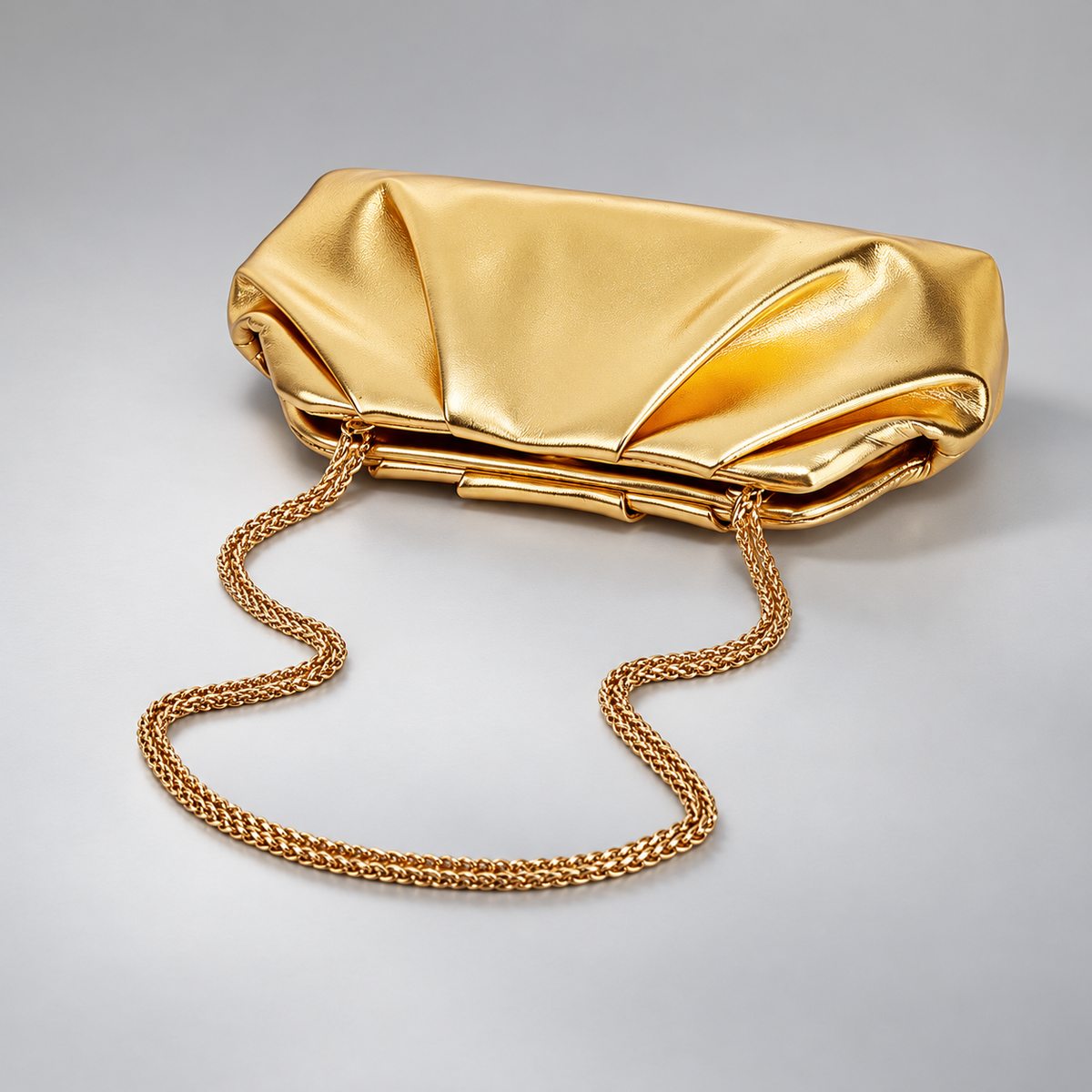 Alessia Pleated Clutch Bag with Chain Strap