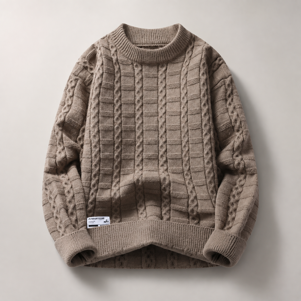 Ethan Textured Cable-Knit Crewneck Sweater