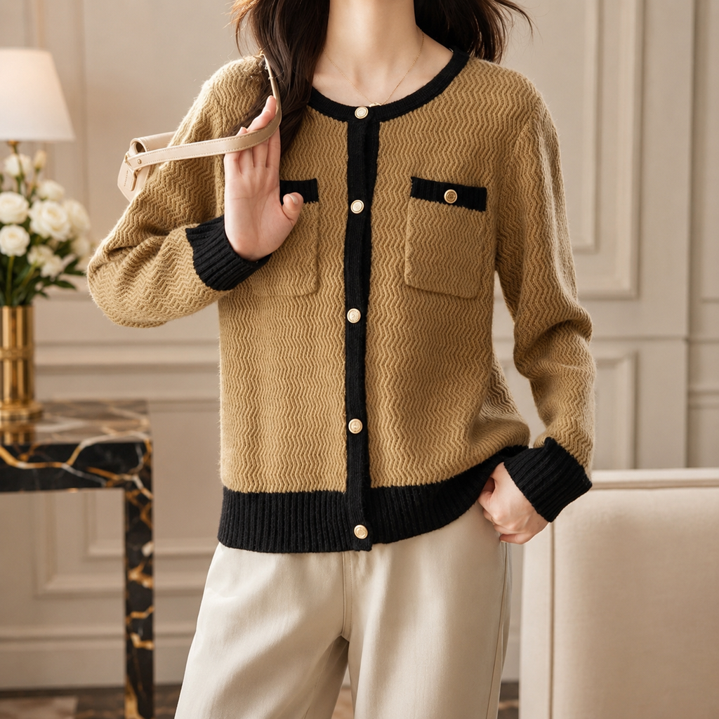 Camille Contrast Trim Knit Cardigan