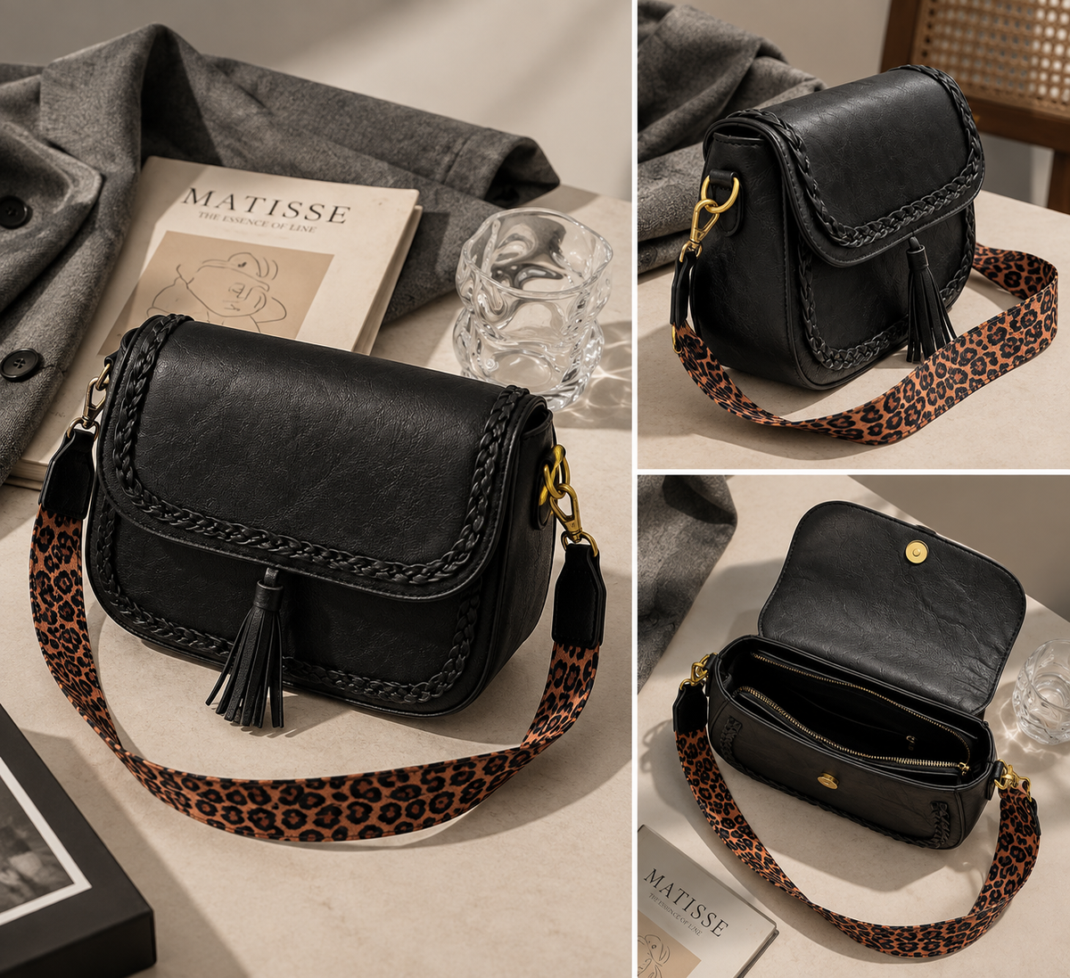 Rosalie Braided Tassel Crossbody Bag – Vintage-Inspired Saddle Shoulder Handbag