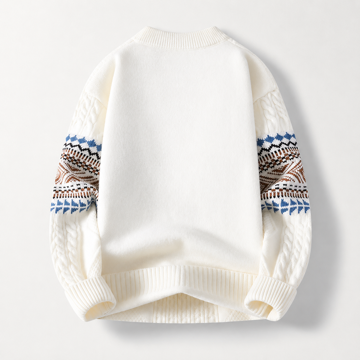 Alessio Cable-Knit Geometric Crewneck Sweater