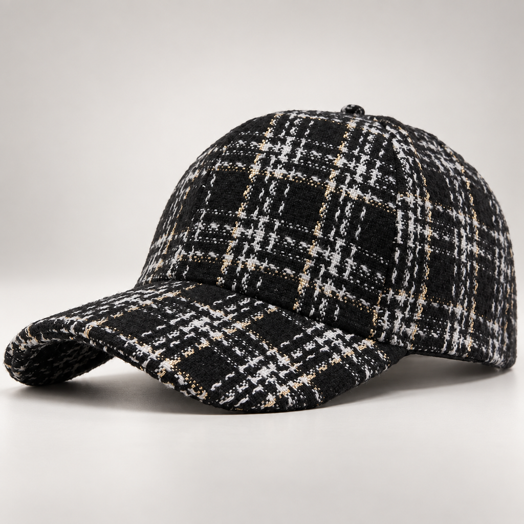 Camille Plaid Baseball Cap – Classic Check Pattern Casual Hat