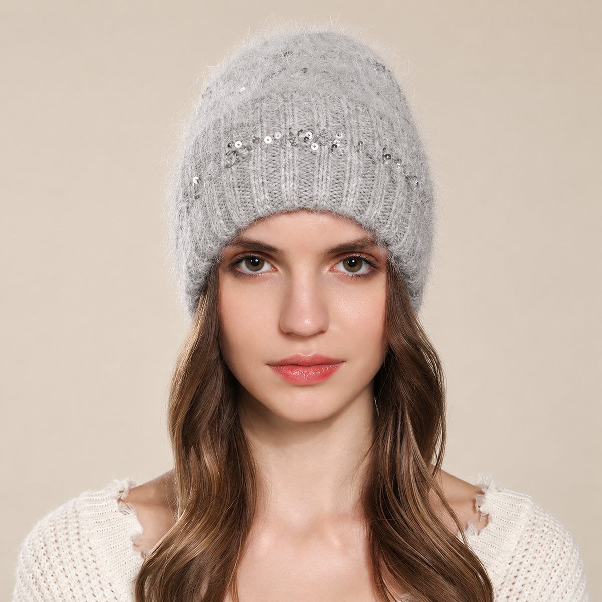 Bianca Women’s Fuzzy Sequin Knit Beani