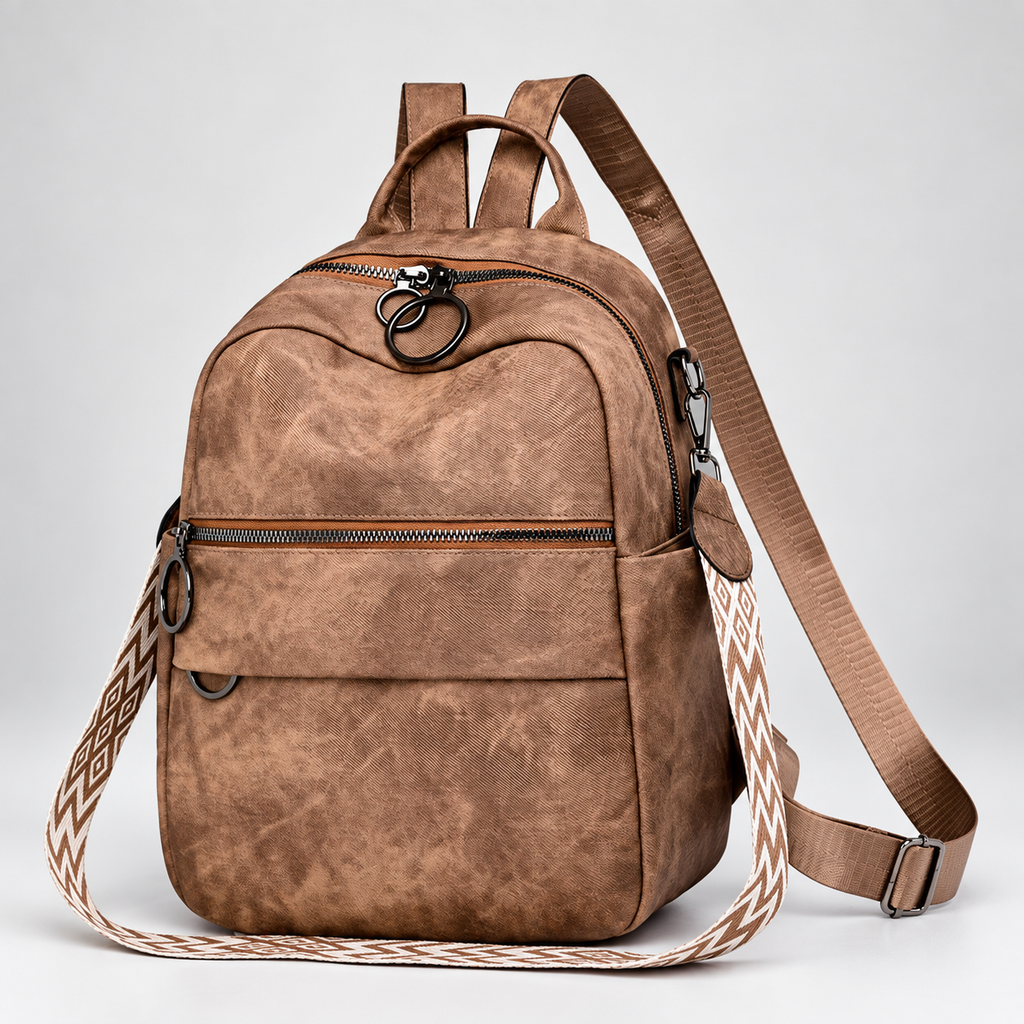 Bianca Convertible Textured Backpack – Multi-Zip Shoulder Bag with Top Handle