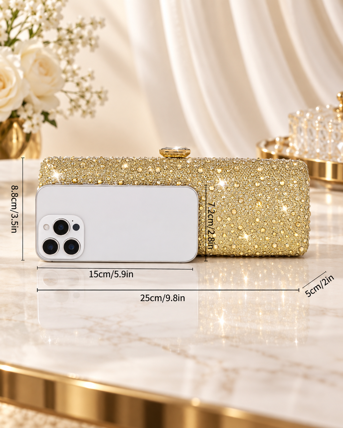 Amélie Crystal Evening Clutch with Jewel Top Clasp
