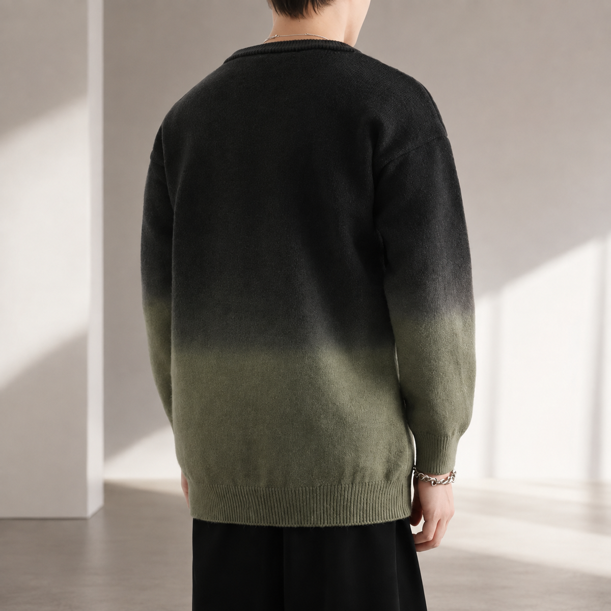 Adrian Men’s Ombre Cable Knit Crewneck Sweater