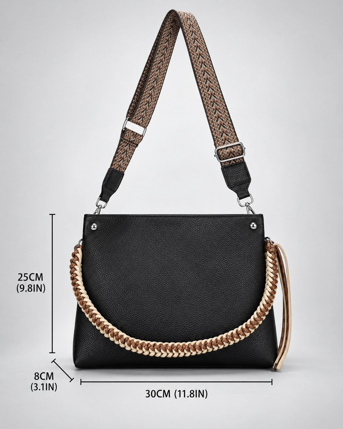Sienna Women’s Crossbody Shoulder Bag – Woven Strap Textured Handbag