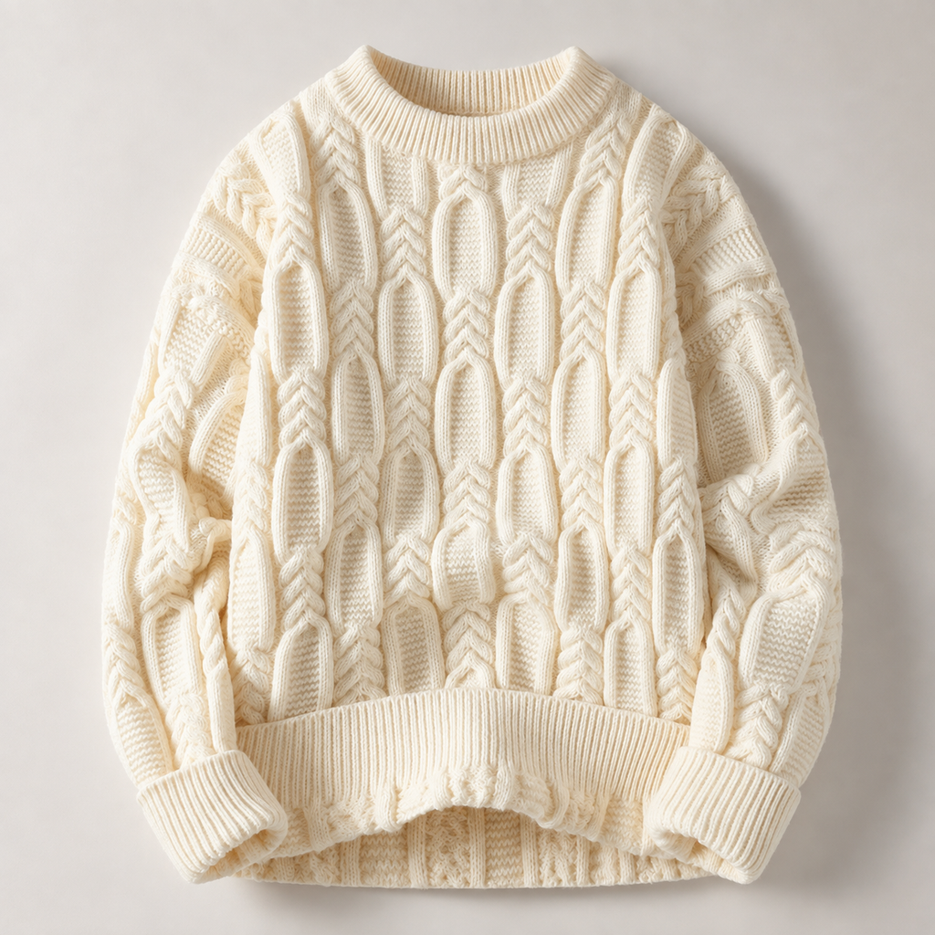 Dawson Cable-Knit Crewneck Sweater – Textured Long Sleeve Pullover
