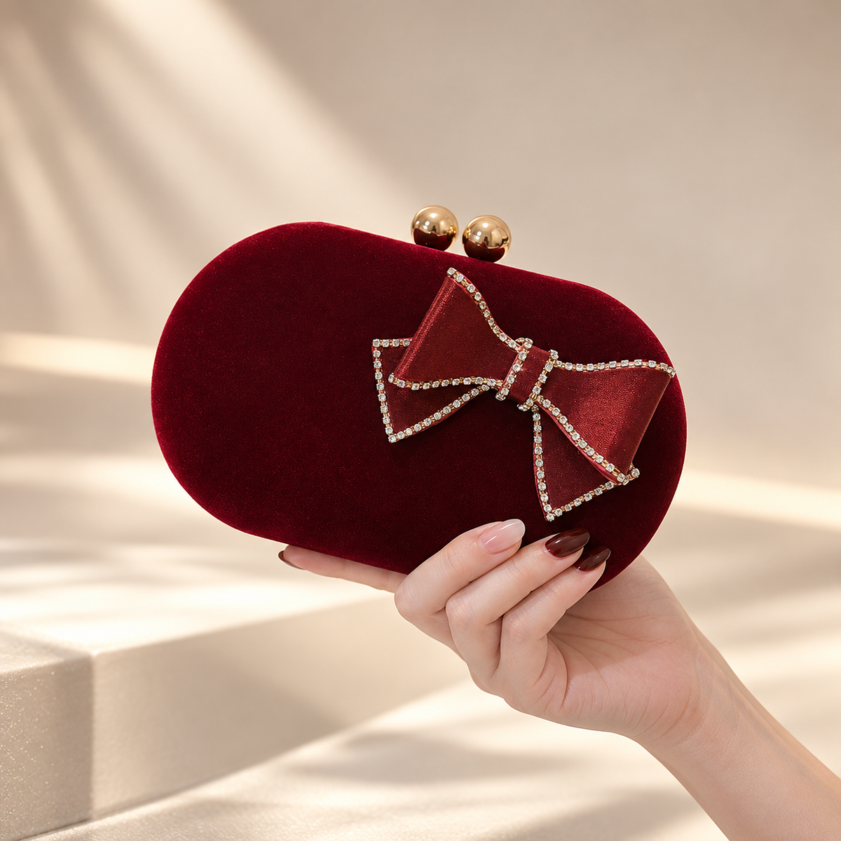 Valentina Velvet Bow Clutch Bag
