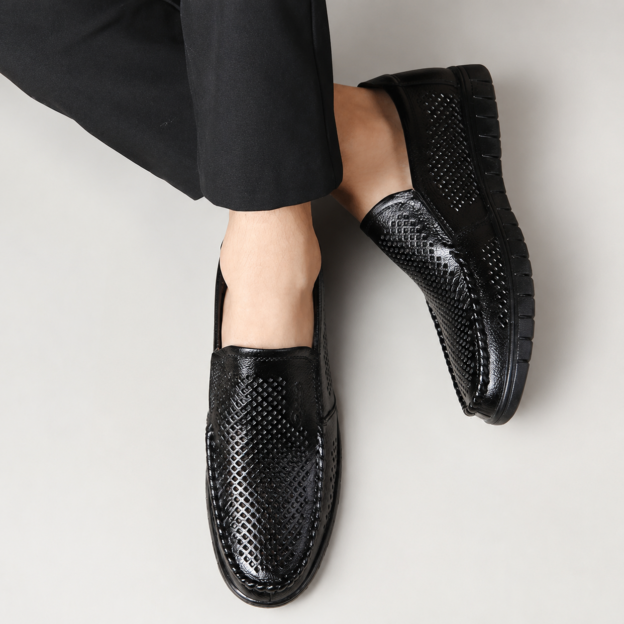 Bennett Men’s Genuine Leather Perforated Slip-On Loafers