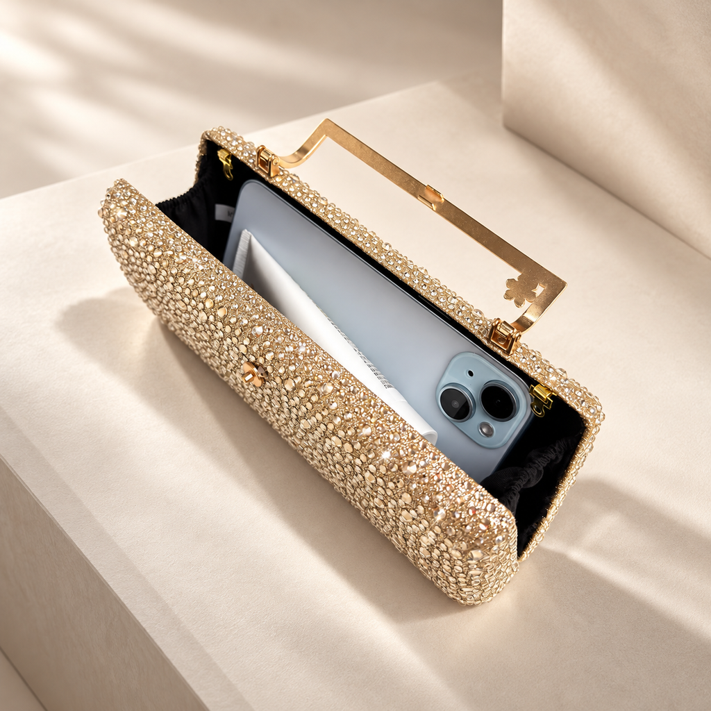 Vivienne Crystal Rhinestone Evening Clutch Bag