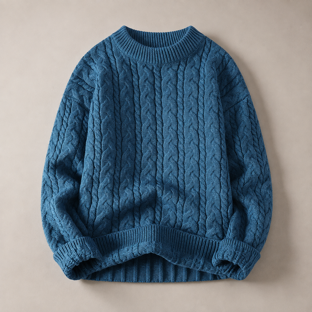 Graham Cable-Knit Crewneck Sweater