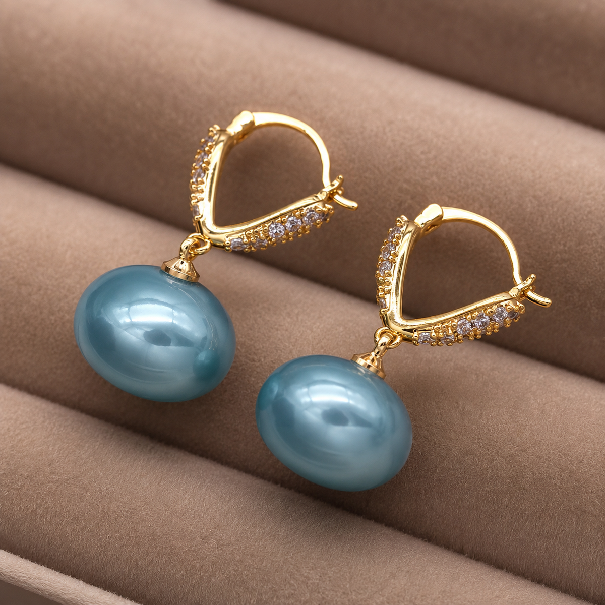 Brielle Pearl Drop Crystal Huggie Earrings