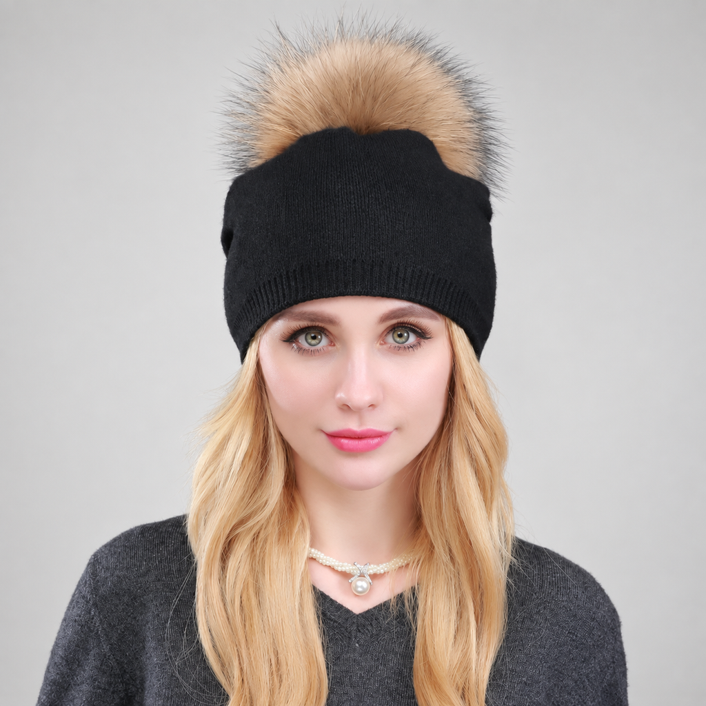 Elena Women’s Knit Pom-Pom Beanie – Soft Winter Hat