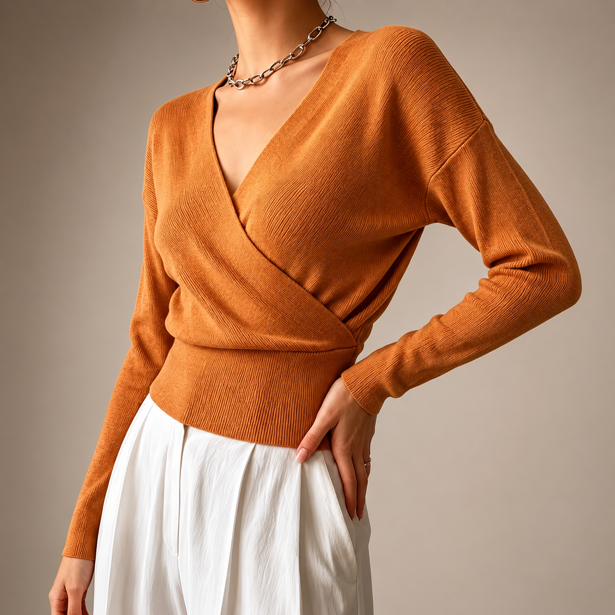 Marlow Women’s Wrap-Front V-Neck Sweater