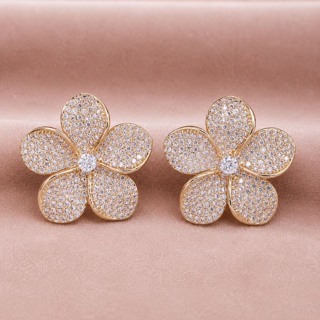 Madison Bloom Crystal Flower Stud Earrings