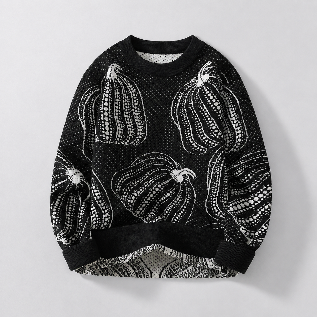 Lucien Pumpkin Jacquard Crewneck Sweater