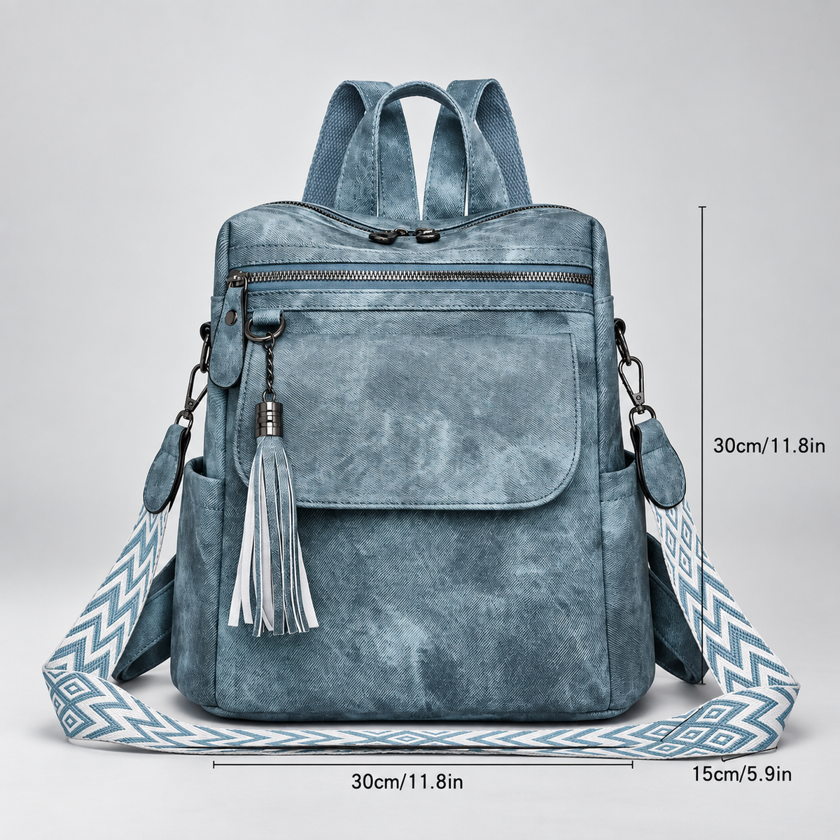 Camille Women’s Convertible Backpack Purse – Washed Canvas Crossbody Shoulder Bag